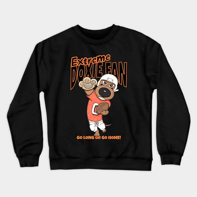 Funny Cute Doxie Dachshund Dog Football Crewneck Sweatshirt by Danny Gordon Art